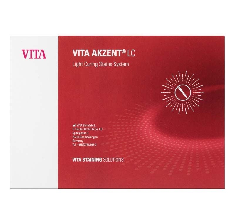 VITA AKZENT® LC Standard Kit Verpackung mit rotem Design und Produktinformationen.