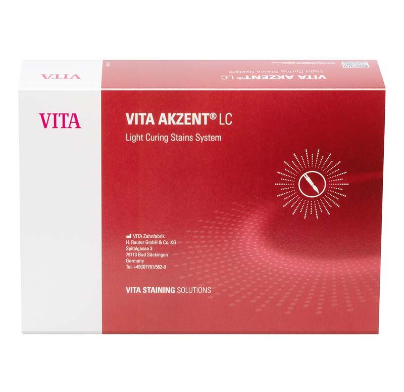 VITA AKZENT® LC Kit Verpackung in Rot mit Produktschriftzug und Logo.