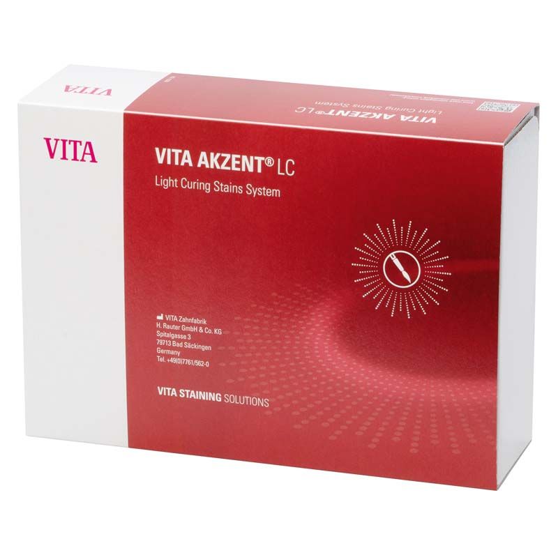 VITA AKZENT® LC Standard Kit Verpackung mit rotem Design und weißen Details.