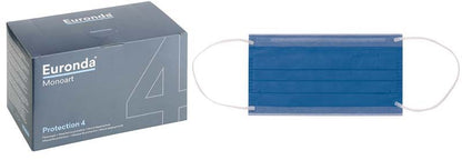 Monoart Mundschutz Pro 4 in Capri-Blau mit Verpackung und Gummizug.