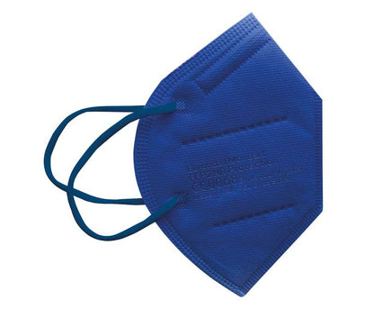Blauer Monoart FFP2 NR Atemschutz mit weichen Ohrbändern.