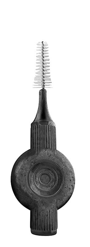 Pflanzenbasierte Interdentalbürste Größe 1 (0,45 mm) in Orange.