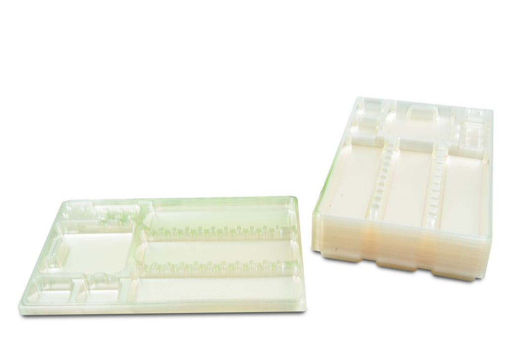 BioTray Einwegstray aus Maisstärke, transparent, 100 Stück.