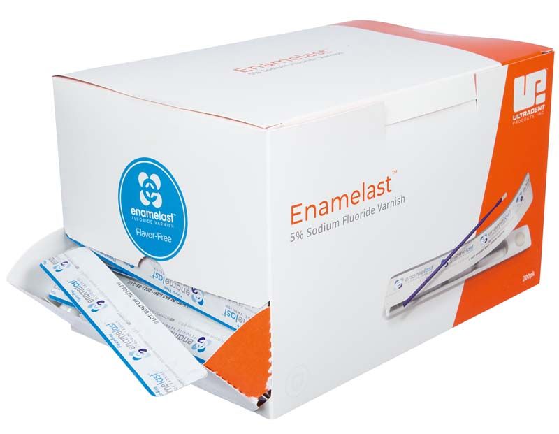 Enamelast® geschmacksneutral Unit-Dose 200er Verpackung mit geöffnetem Spenderfach.
