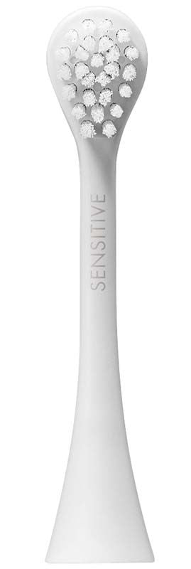 CURAPROX Hydrosonic Pro Bürstenkopf sensitiv in Frontalansicht mit weißen Borsten.