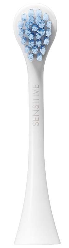 CURAPROX Hydrosonic Pro Bürstenkopf sensitiv mit blauen Borsten in Nahaufnahme.