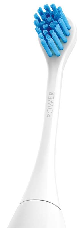 Weißer Bürstenkopf der CURAPROX Hydrosonic Pro mit blauen Borsten.