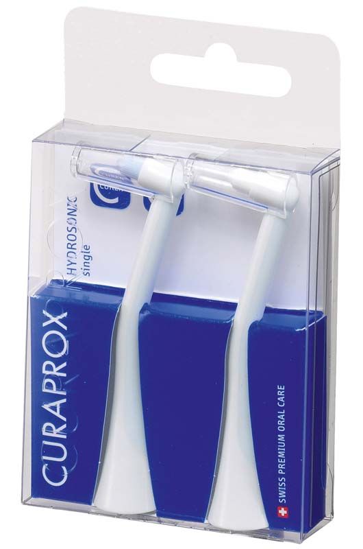 CURAPROX Hydrosonic Bürstenköpfe Single in transparenter Verpackung.