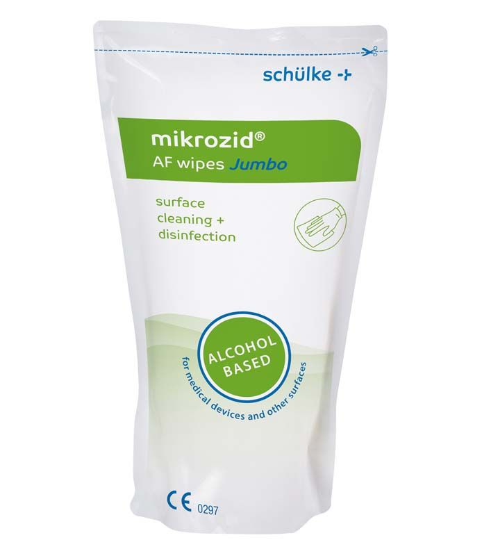 Mikrozid® AF wipes Jumbo Beutel mit Alkoholbasis für Oberflächendesinfektion.