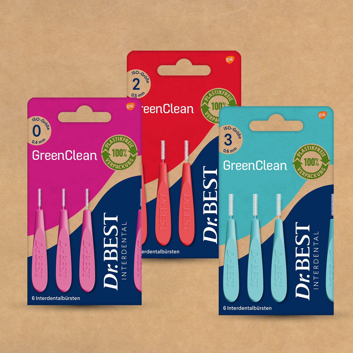 Dr.BEST Interdental GreenClean 6er Blister Gr. 0 (0,4 mm)