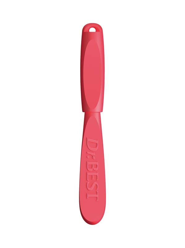 Dr.BEST Interdentalbürste mit ergonomischem rotem Griff aus Biokunststoff.