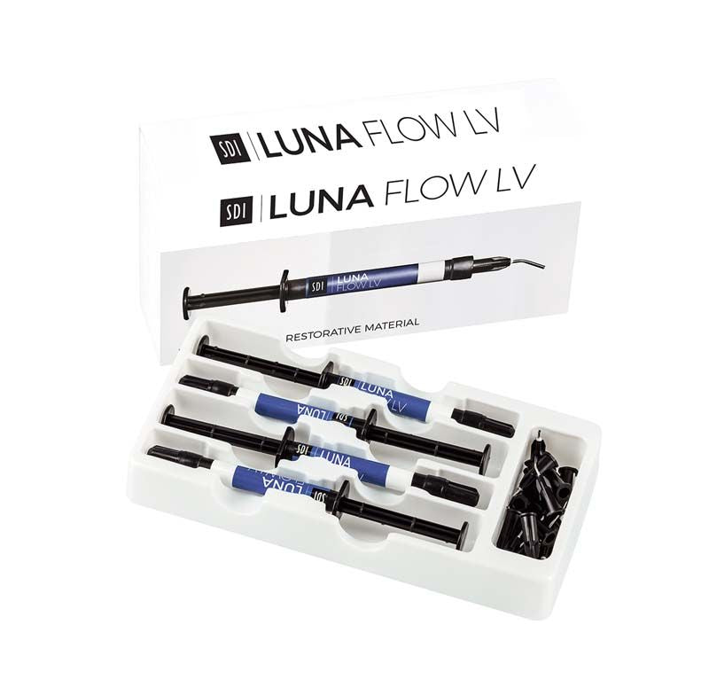 Luna Flow LV Intro Kit mit mehreren Spritzen und Zubehör in weißer Verpackung.