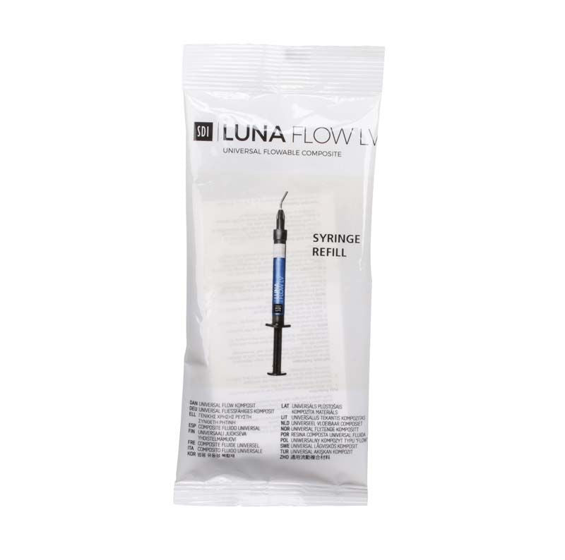 Spritzen-Nachfüllpackung "Luna Flow Bulk LV Kit A2" mit Komposit-Material.