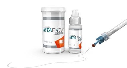 Endo-Eze™ MTAFlow™ White Reparaturzement Kit mit Applikationsspitze und Zubehör.