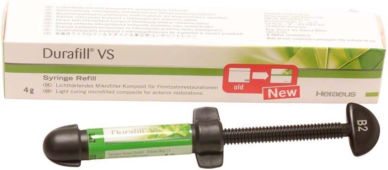 Durafill VS Spritze B2 vor Verpackung mit Produktinformationen