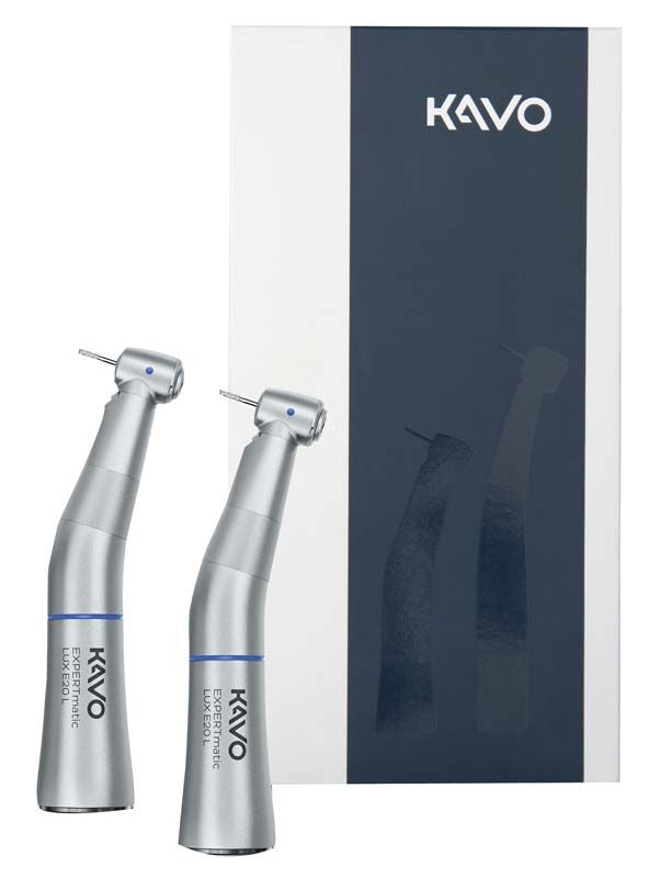 EXPERTmatic™ LUX Duo-Pack Typ E20 L blau dental Instrumente vor Verpackung.