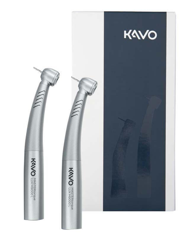 Zahnmedizinische Turbine MASTERtorque LUX Duo-Pack M9000 L mit Verpackung.
