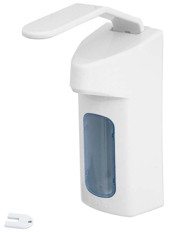 Wandspender Dermados 2 S 500ml in weiß mit blauem Sichtfenster.