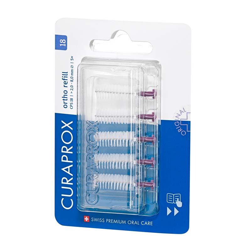 Interdentalbürsten CURAPROX CPS regular violett in transparenter Nachfüllpackung.
