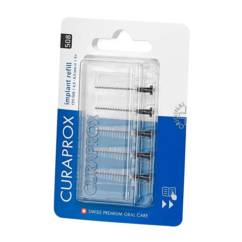 Nachfüllpackung CURAPROX CPS soft implant Gr. 508 mit fünf Bürsten.