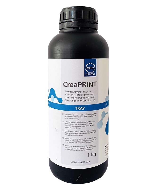 CreaPRINT Tray aqua, 1 kg Flasche mit Etikett und Schraubverschluss.