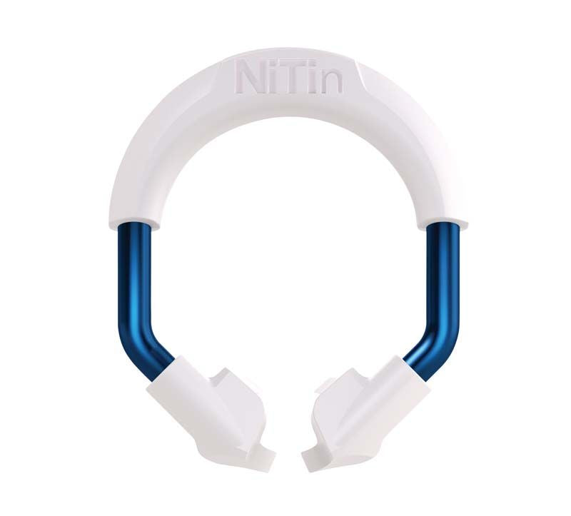 Weißer NiTin™ Ring 1er standard mit blauen Metallbügeln