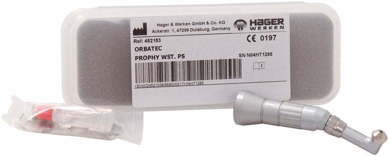 Orbatec® Prophy Winkelstück PS mit Verpackung und Zubehör.