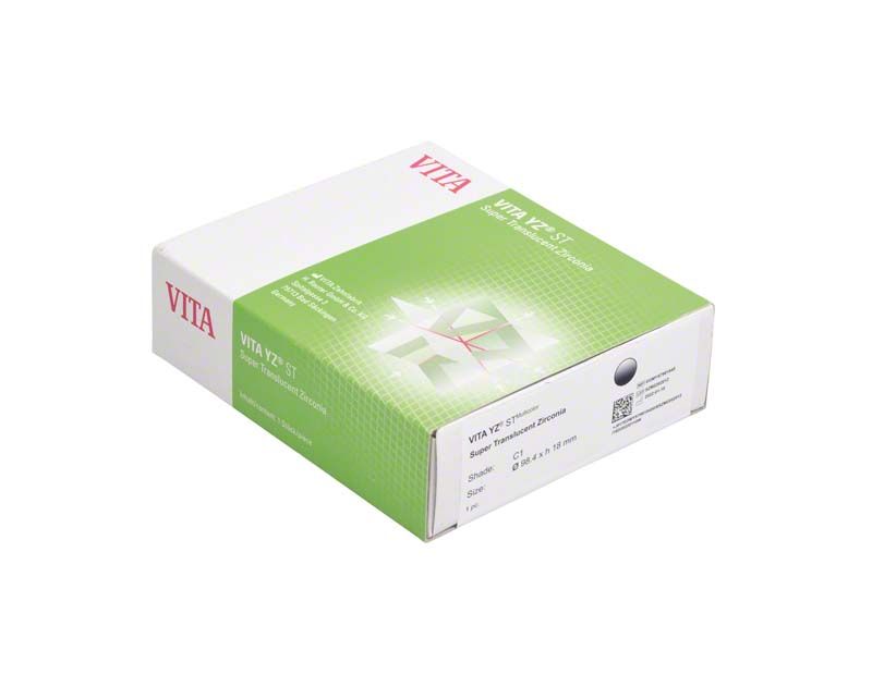 VITA YZ® ST Multicolor Disk 18mm C1 in grüner Verpackung mit Logo.