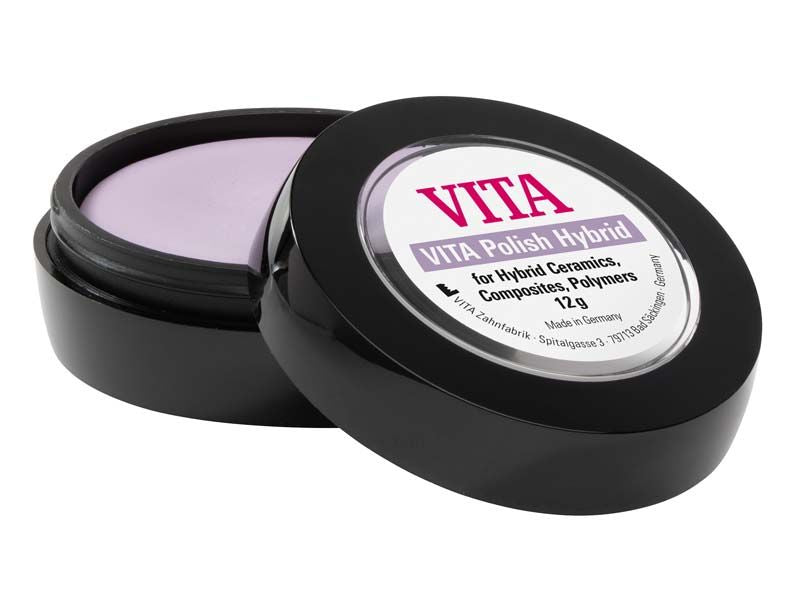 VITA Polish Hybrid in schwarzer Dose mit lila Politur für Hybridkeramiken.