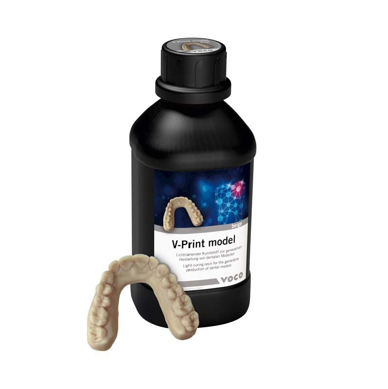 Schwarze Flasche V-Print model 2.0 beige mit dentalem Abdruck.