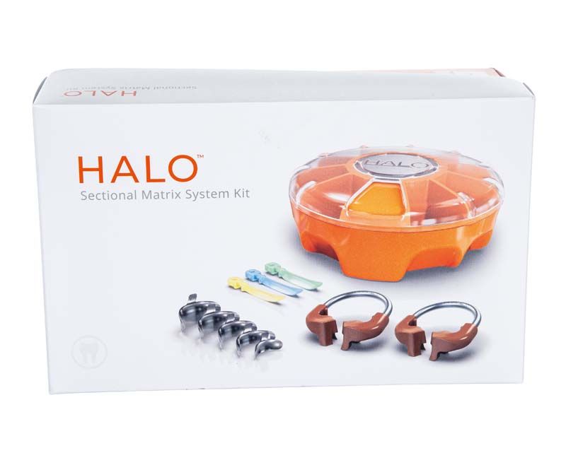 Halo™ Sectional Matrizensystem Kit mit Bändern und Halterungen in Originalverpackung.