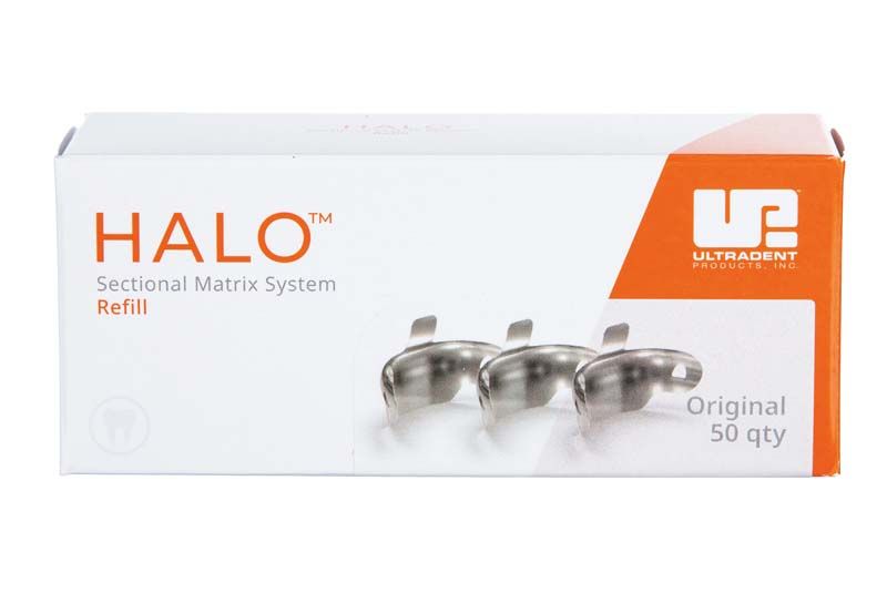 Halo™ Original Teilmatrizenbänder 6,5mm - 50er Packung in weiß-orange.