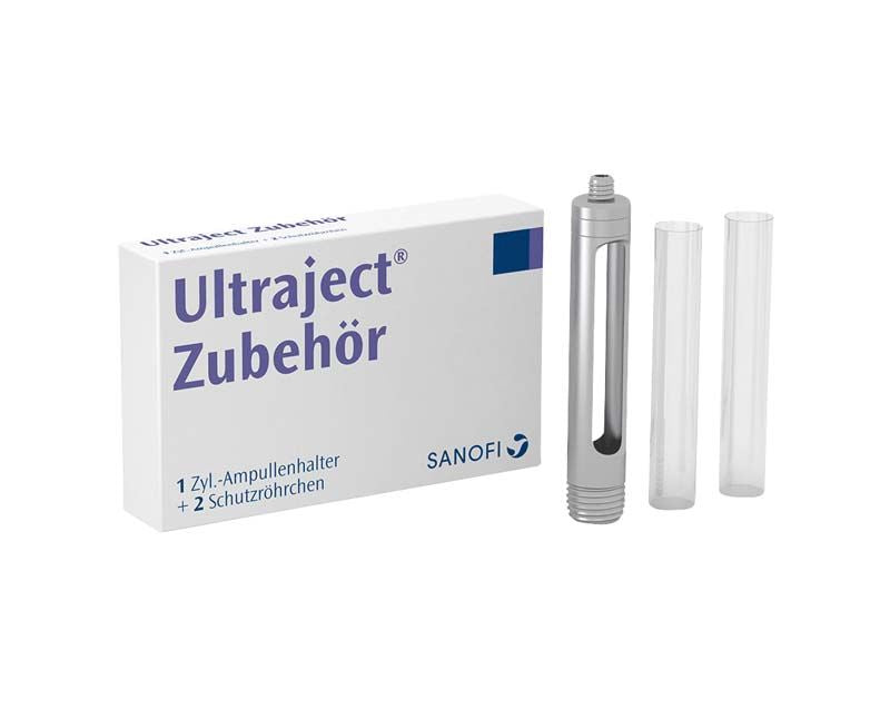Ultraject® Spritzen-Halter Set mit Zylinderampullenhalter und zwei Schutzhülsen.