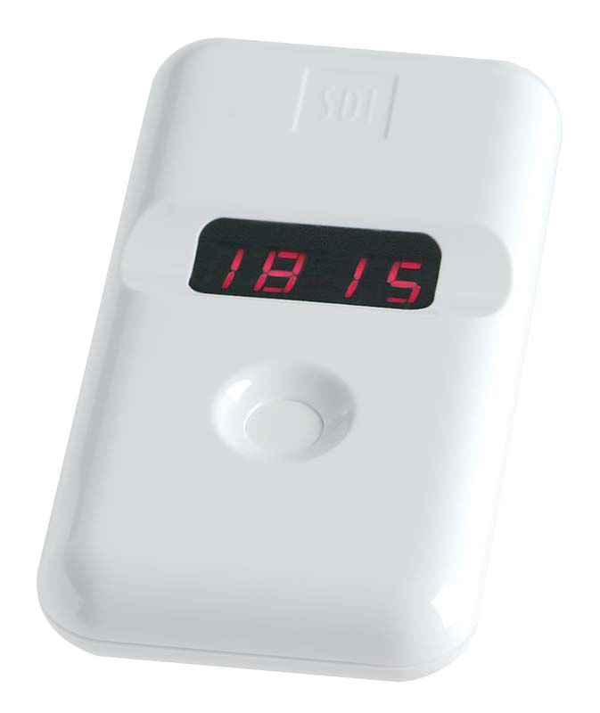 Weißer Radiometer X mit rotem LED-Display auf weißem Hintergrund