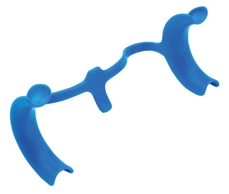 Blauer Pola Wangenhalter für zahnmedizinisches Bleaching.