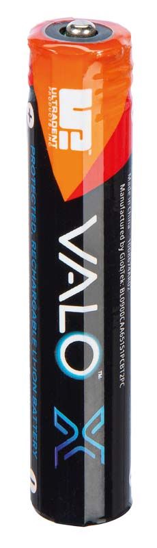 VALO™ X wiederaufladbare Lithium-Ionen-Batterie mit schwarzem und orangefarbenem Design.