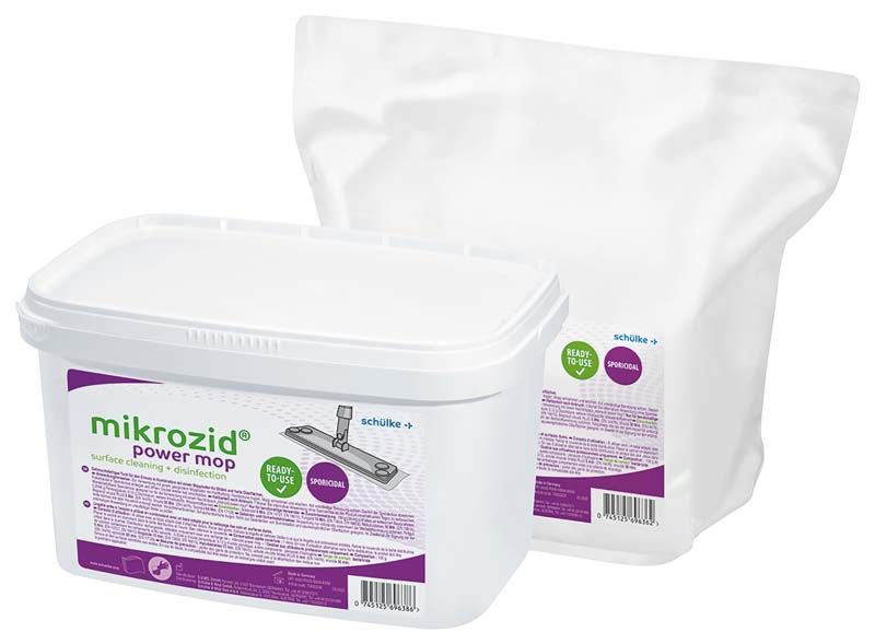 mikrozid® power mop Set mit Eimer und Nachfüllpackung für Oberflächenreinigung.