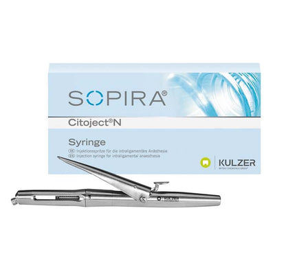 SOPIRA® Citoject® N Spritze vor Verpackung für intraligamentäre Anästhesie.