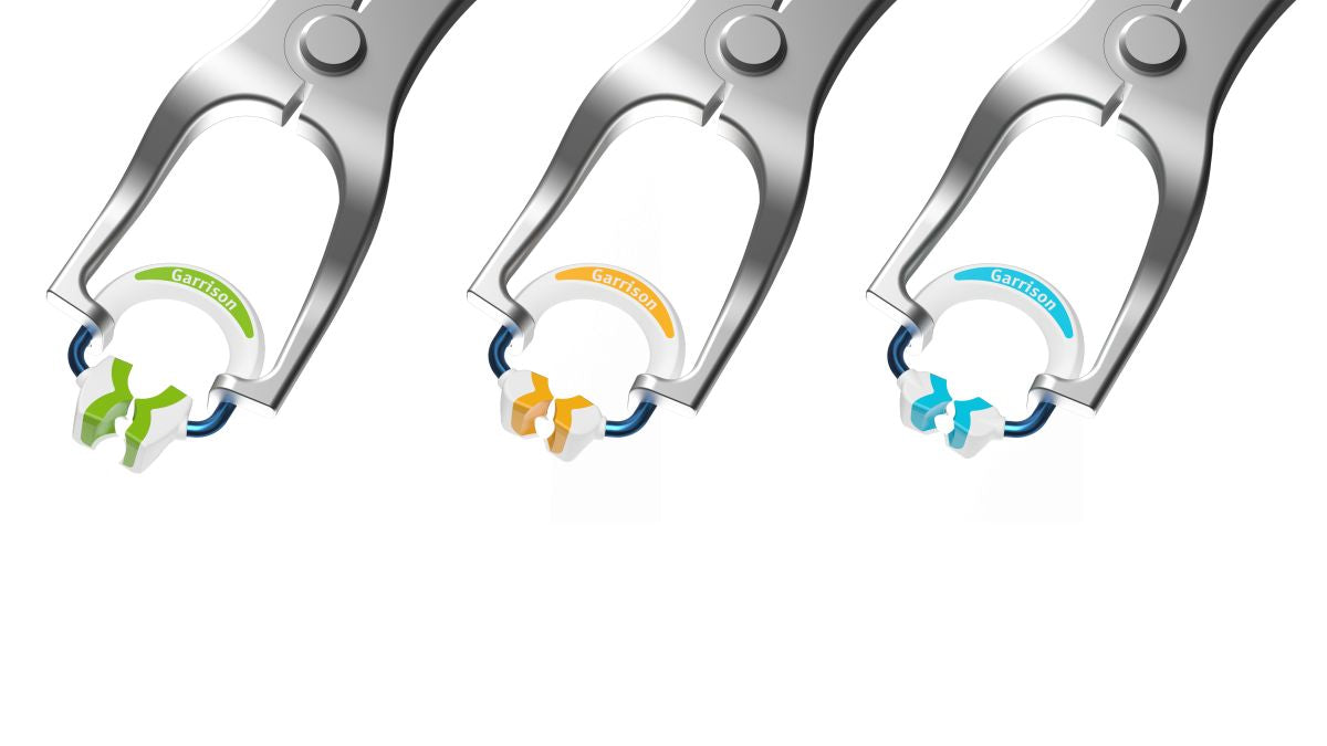 Strata-G™ großer Matrizenring gelb mit variablen Formeinsätzen, Detailansicht.