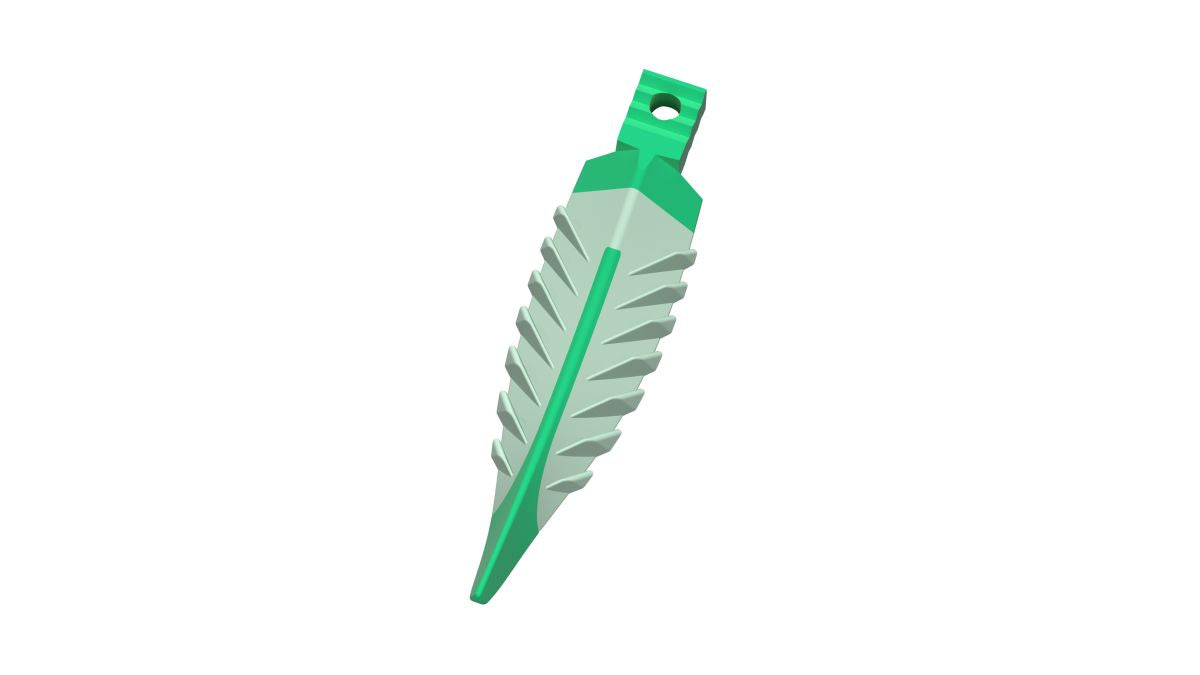 Großer grüner dentaler Keil Strata-G™ mit V-förmigen Lamellen.