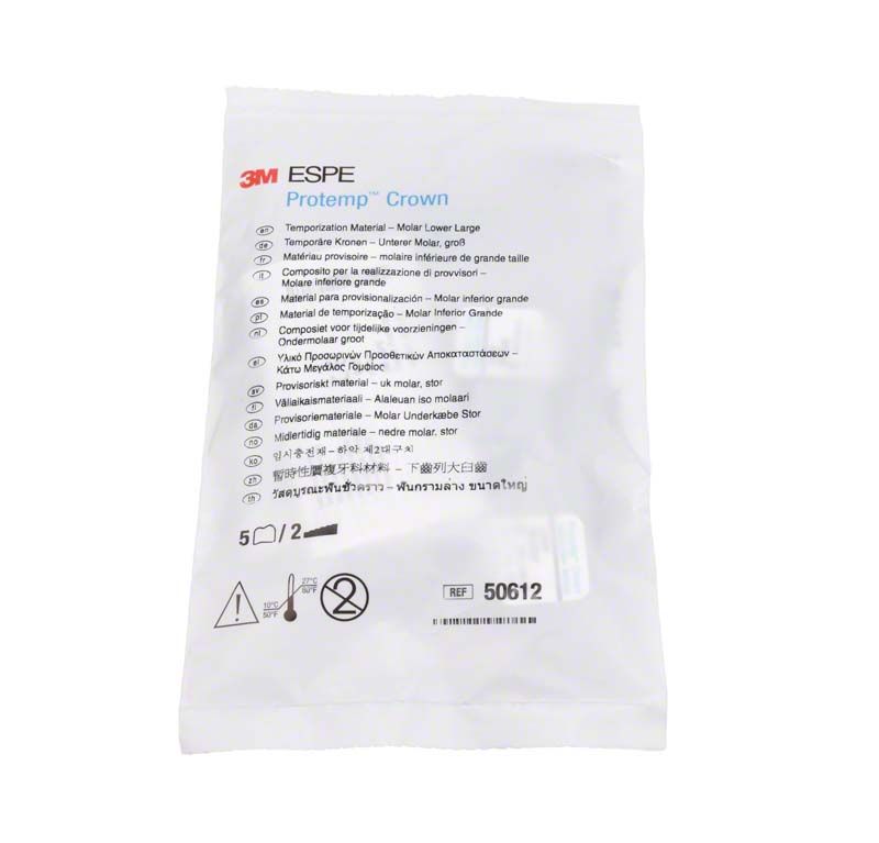 Protemp™ Crown UK Molar L Verpackung mit Produktinformationen und Referenznummer.