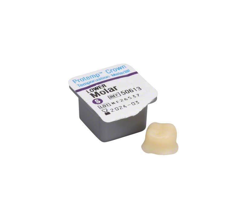 Protemp™ Crown UK Molar S, temporäre Zahnkrone mit Verpackung.