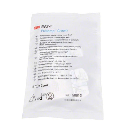 Protemp™ Crown UK Molar S in versiegelter Verpackung mit Produktinformationen.
