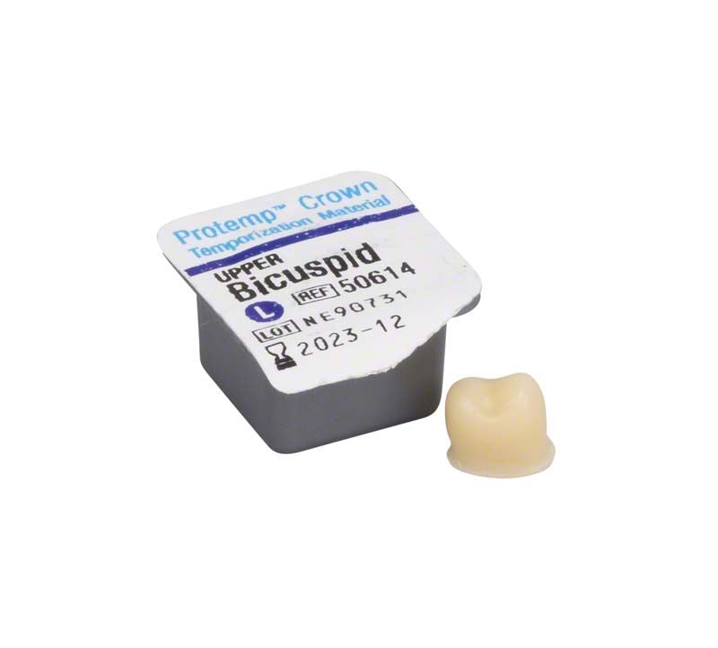 Protemp™ Crown OK Prämolar L Verpackung mit temporärer Zahnkrone.
