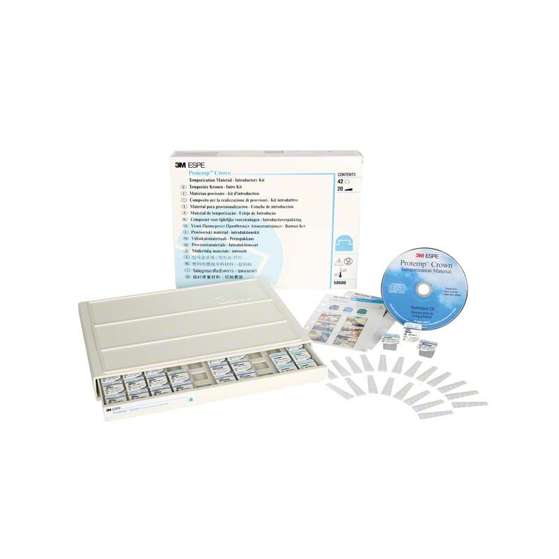 Protemp Crown Intro Kit mit Verpackung, Anleitungen und CD.