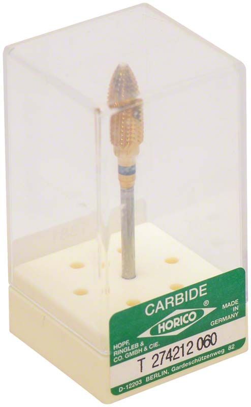 Hartmetallfräser mit Titannitridbeschichtung in transparenter Verpackung.