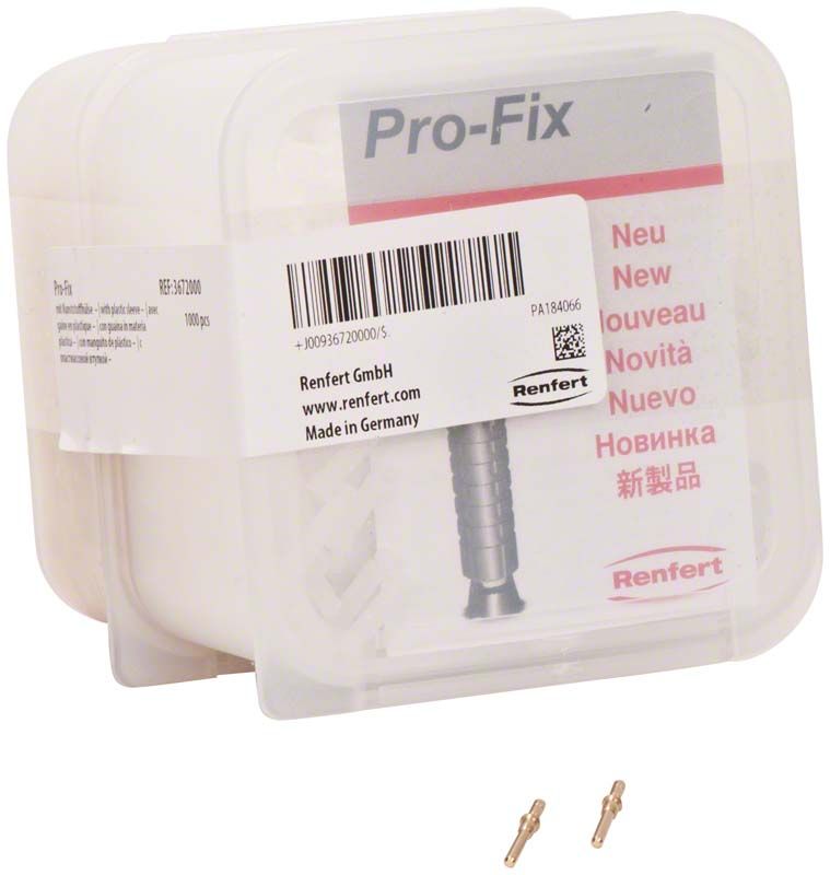 Pro-Fix Modellpins von Medic-Star in transparenter Verpackung mit Etikett.