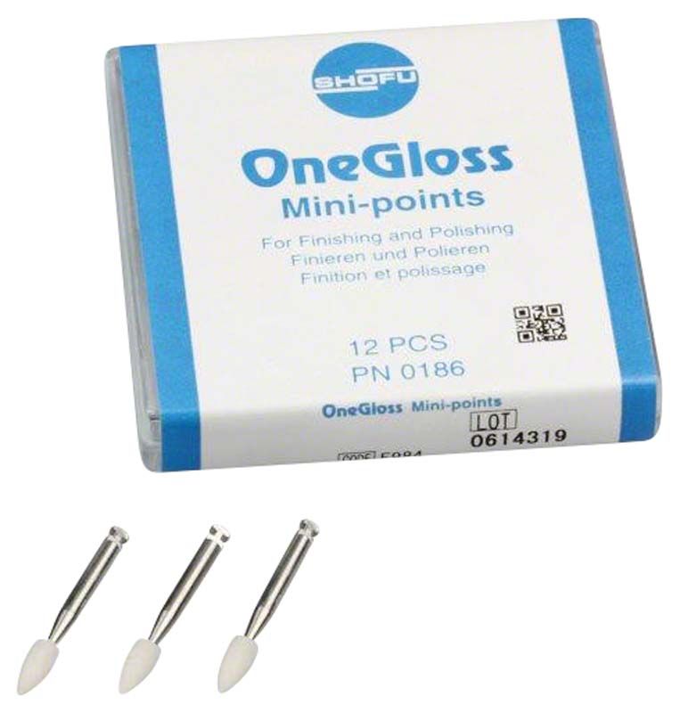 OneGloss M Polierer Minispitze in Verpackung mit 12 Stück.