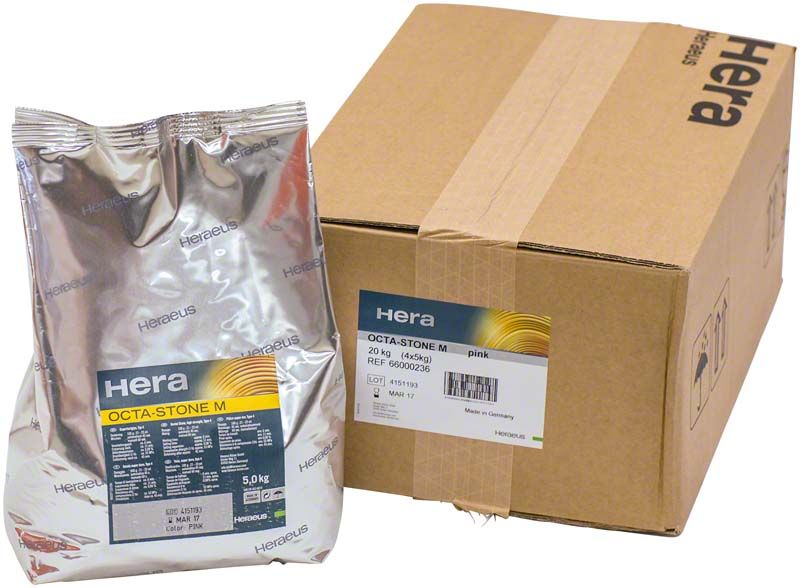 OCTA-STONE M pink Superhartgips Verpackung mit Karton und Beutel.
