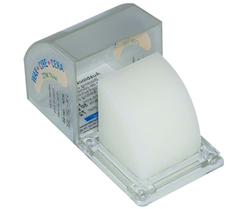 Transparente Ausblockwachsrolle 50g von Medic-Star in Kunststoffhalterung.